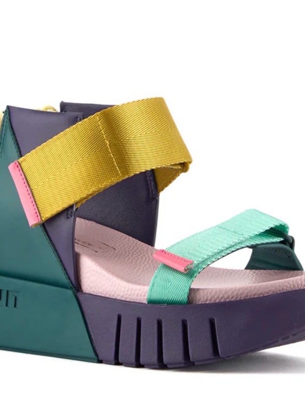 United Nude Colorblock Wedge Sandals in Teal, Mint, Yellow and Pink